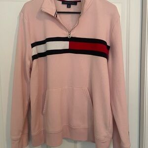 Xl Tommy Hilfiger zip front sweater pink and blue.